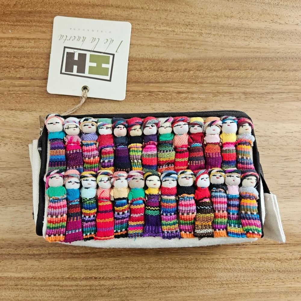 I De La Huerta Muñequitas Quitapenas Cosmetic Pouch Handmade Mexico Maya